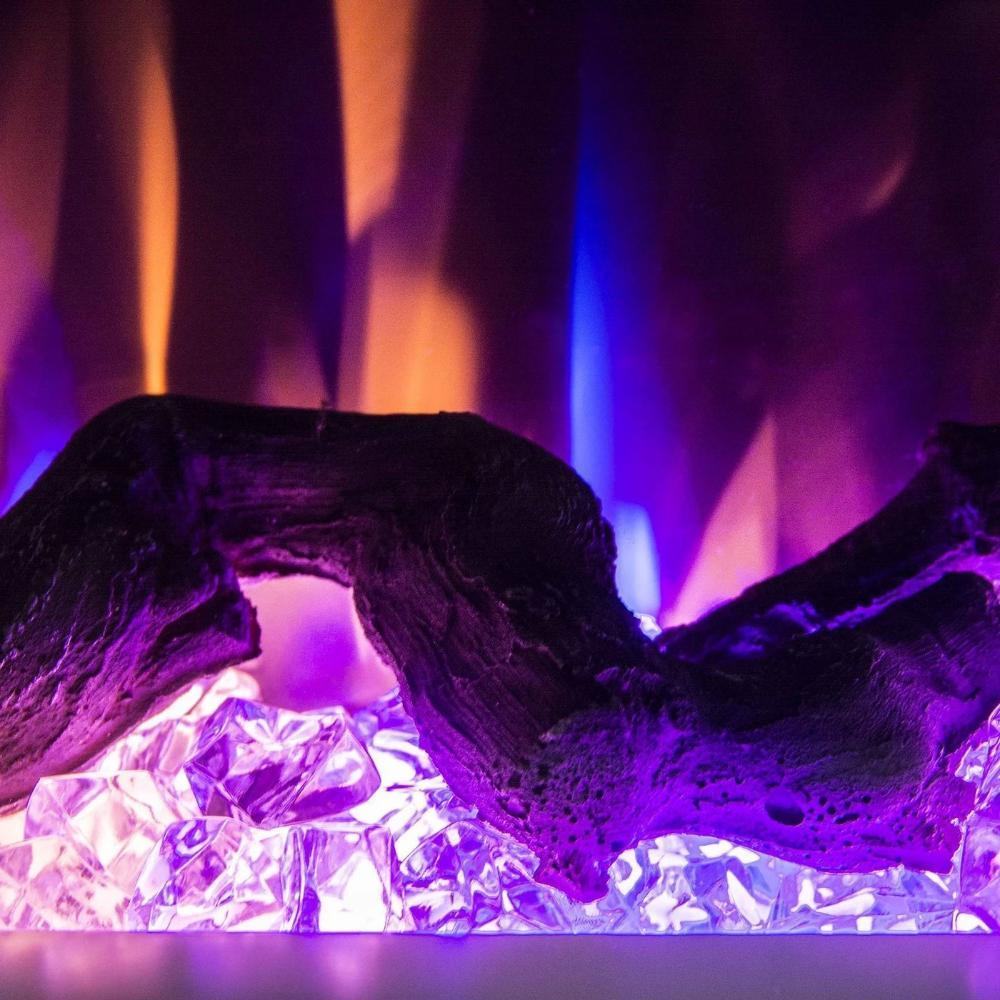 Close up on flames of Touchstone Chesmont 50" Wall Mounted 3-Sided Electric Fireplace