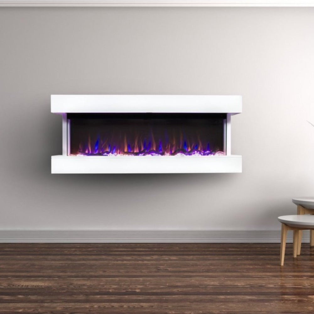 Touchstone Chesmont 50" Wall Mounted 3-Sided Electric Fireplace in a minimalist living space