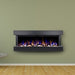 Touchstone Chesmont 50" 3-Sided Electric Fireplace mounted on a green wall