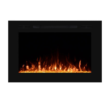 Touchstone Forte - 40" Recessed Electric Fireplace (#80006) orange flame and white crystals