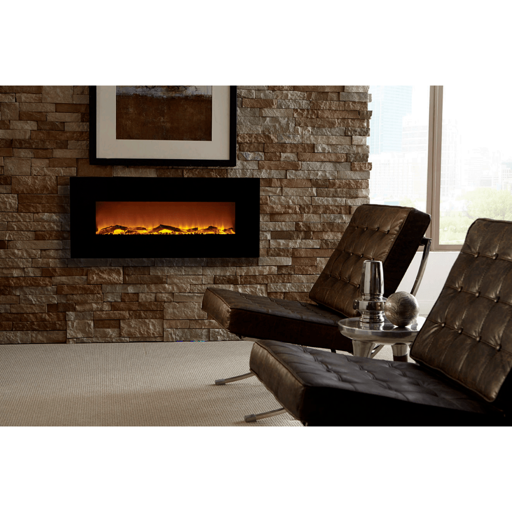 Touchstone Onyx™ - 50" Wall Mounted Electric Fireplace at a lounge area