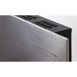 Close up on corner of Touchstone Onyx Stainless - 50" Wall Mounted Electric Fireplace (#80026)