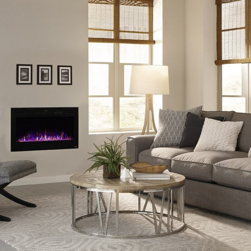 Touchstone Sideline 36" - Recessed Electric Fireplace (#80014) in Lounge Room