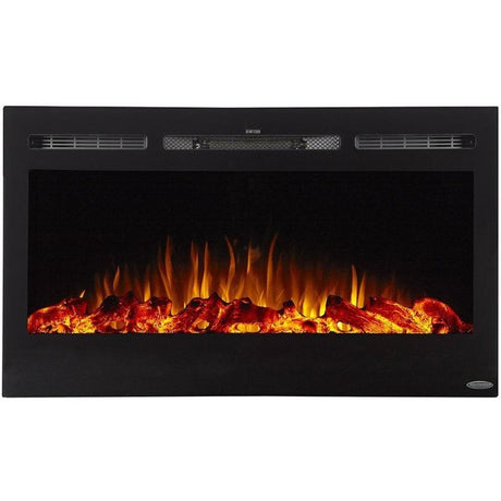Touchstone Sideline 36" - Recessed Electric Fireplace (#80014) with yellow flames