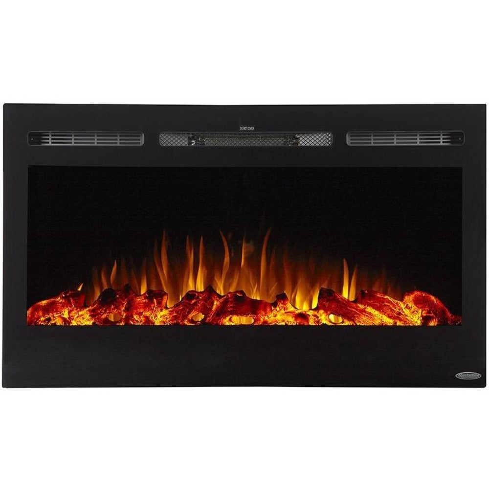 Touchstone Sideline 36" - Recessed Electric Fireplace (#80014) with yellow flames