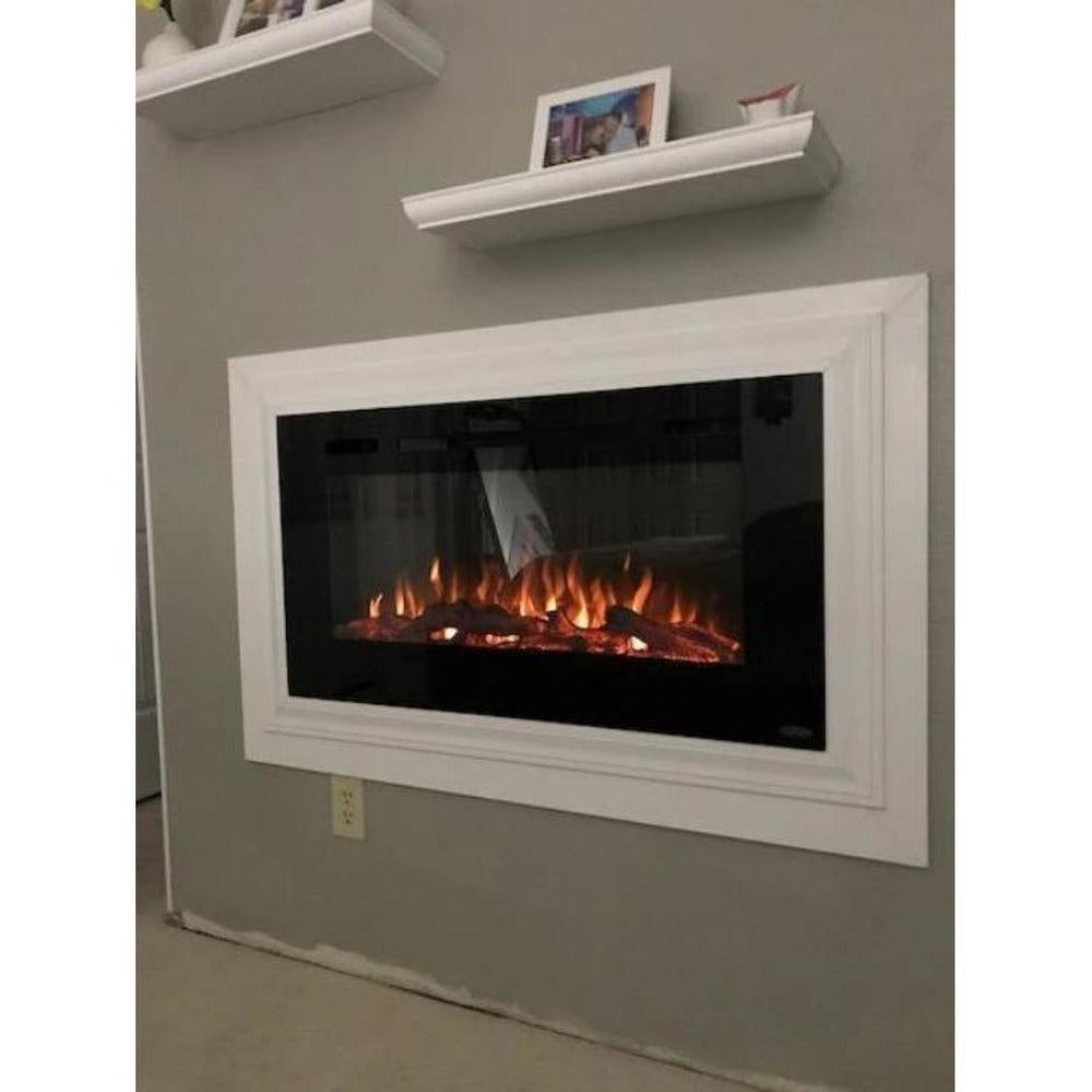 Touchstone The Sideline™ 40" - Recessed Electric Fireplace (#80027) with white surround