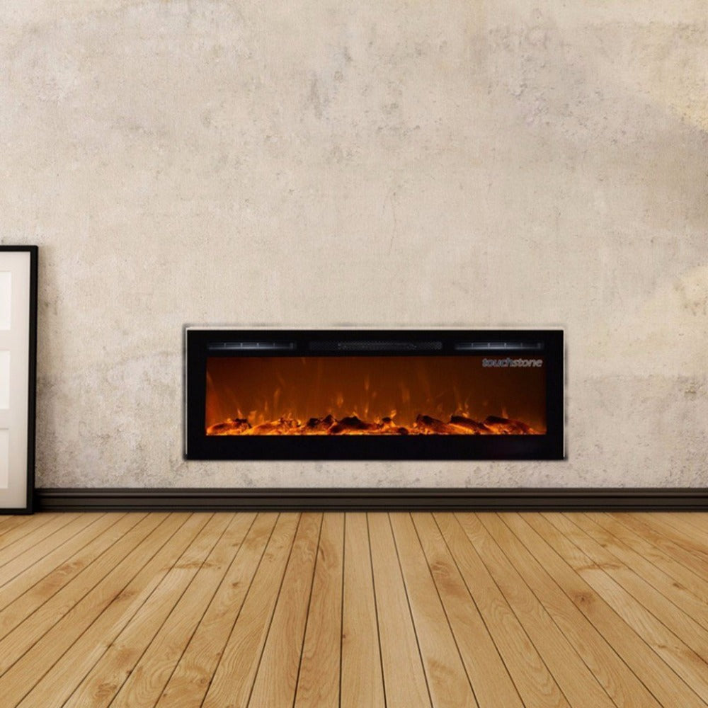 Touchstone The Sideline™ 72"- Recessed Electric Fireplace (#80015) recessed in a new home