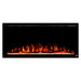 Touchstone Sideline Elite Recessed Electric Fireplace with orange flame,  and white glass crystals 