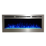 Recessed Electric Fireplace with Crystals and Blue Flame
