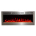 Recessed Electric Fireplace with Crystals and Orange Flame