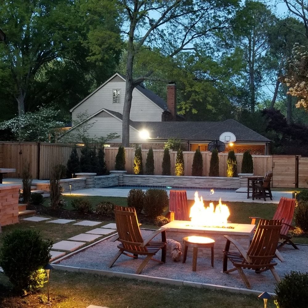 Rectangular Fire Pit in Outdoor Patio