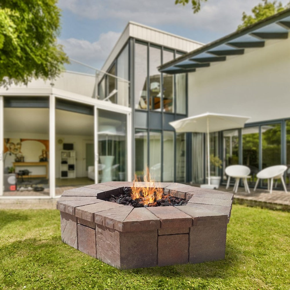 Warming Trends Octagonal Brick Fire Pit at the yard