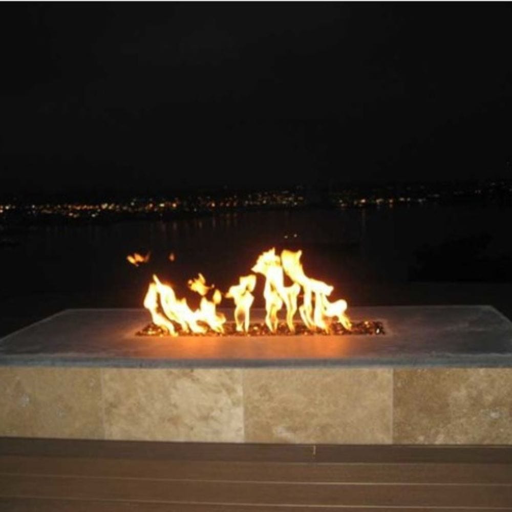 tiled gas fire pit in roof deck