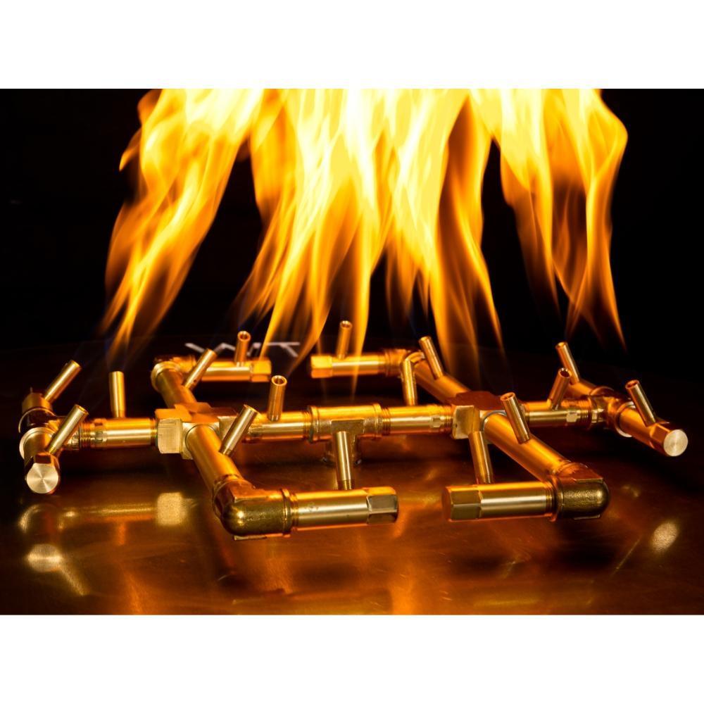Warming Trends CFB180 Original CROSSFIRE™ 17" Brass Gas Burner with Flame Close Up