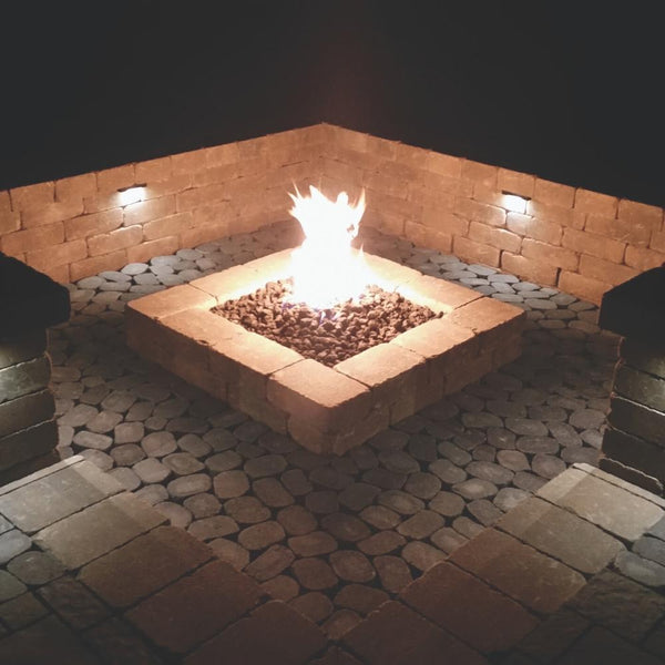 Custom Square Fire Pit with Rocks
