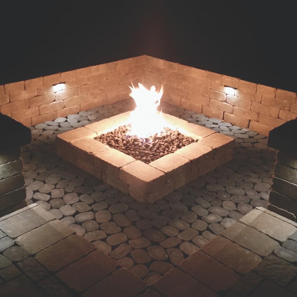 Custom Square Fire Pit with Warming Trends Original CROSSFIRE™ Burner