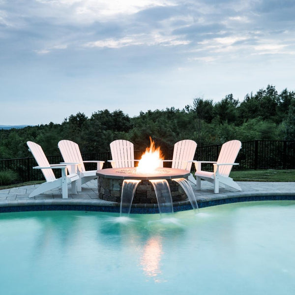 Custom Fire and Water Feature by the Swimming Pool