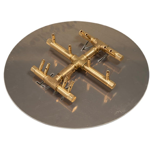 Warming Trends CFBCTL120 Circular Tree-Style CROSSFIRE 10-Inch Brass Gas Burner with 18" Circular Plate