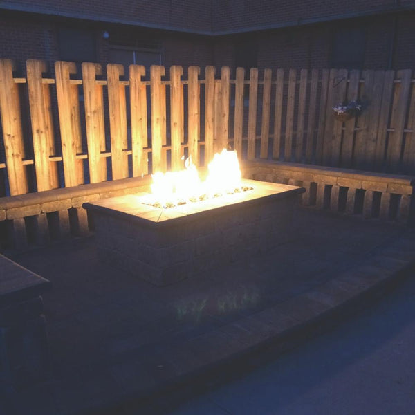 Fire Pit with Warming Trends H-Style CROSSFIRE™ Gas Burner in Outdoor Patio