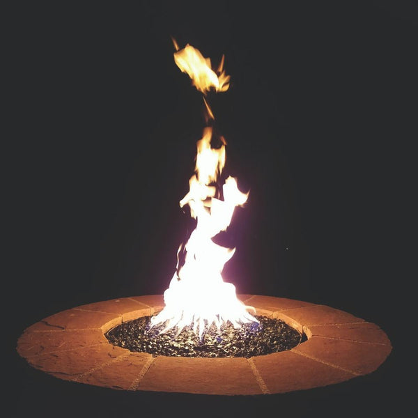 Warming Trends Octagonal CROSSFIRE™ Brass Gas Burner in Round Fire Pit