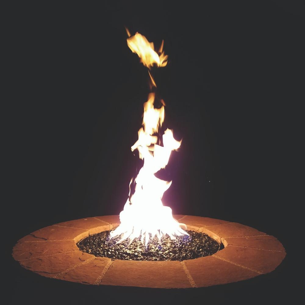 Warming Trends Octagonal CROSSFIRE™ Brass Gas Burner in Round Fire Pit