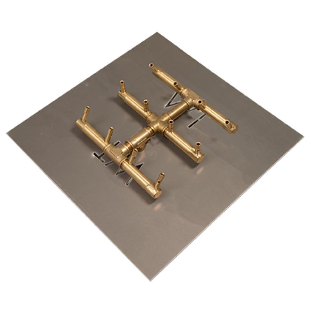 Warming Trends CFBST120 Square Tree-Style CROSSFIRE 10-Inch Brass Gas Burner with Plate
