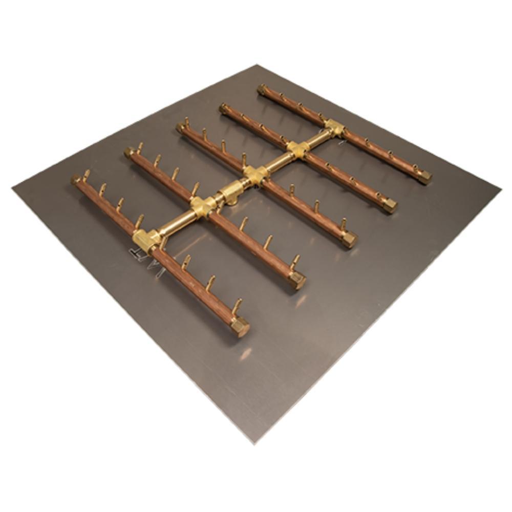Warming Trends CFBST400 Square Tree-Style CROSSFIRE 28-Inch Brass Gas Burner with Plate