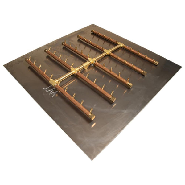 Warming Trends CFBST500 Square Tree-Style CROSSFIRE 31-Inch Brass Gas Burner with Plate