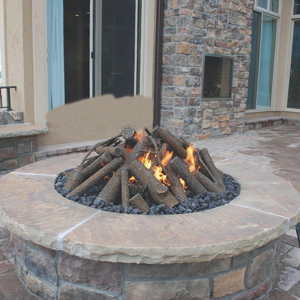 Warming Trends Steel Log Sets for Gas Fire Pits on Round Fire Pit