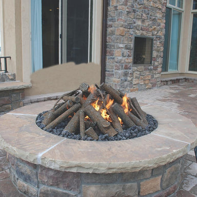 Warming Trends Steel Log Sets for Gas Fire Pits on Round Fire Pit